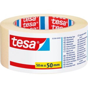 Tesa Taśma malarska Economy, rolka 50 mm x 50 m, jasno-beżowa, do maskowania i oznaczania.