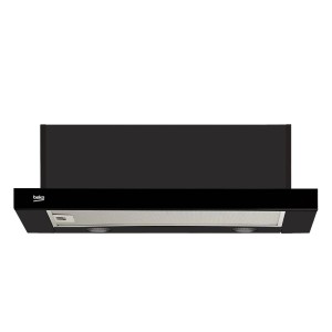 Czarny okap płaski t.b.t. do kuchni.