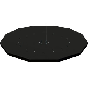 Czarna pokrywa basenowa Bestway Flowclear z PVC, Ø 366 cm, z otworami drenażowymi i linami mocującymi.