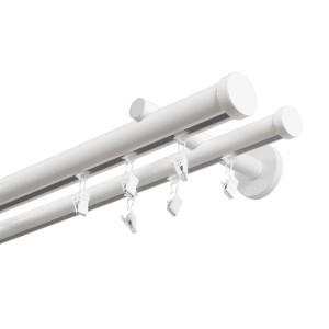 Santim Karnisz szynowy aluminiowy podwójny 150 cm fi 28mm  biały