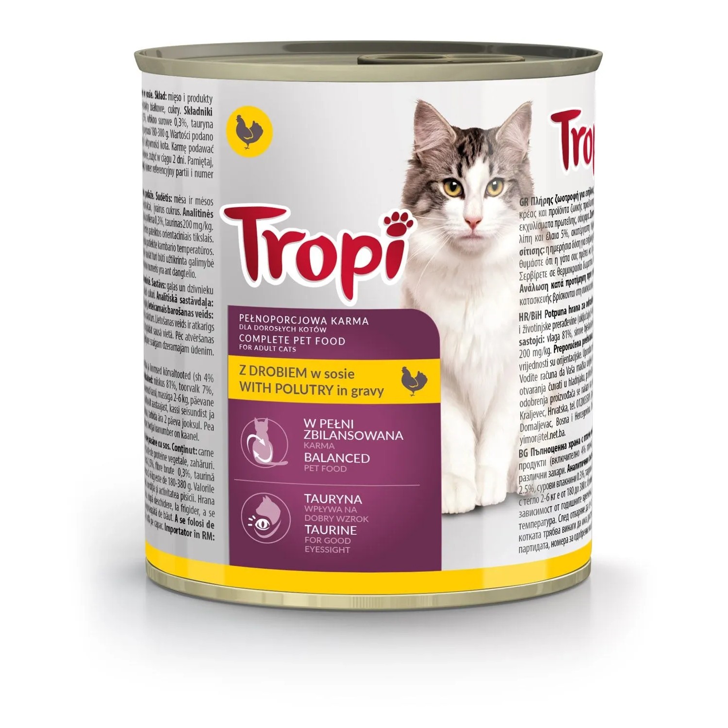 Tropi Mokra karma dla kotów, z drobiem 830 g