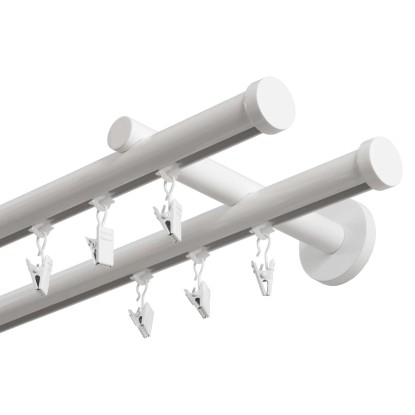 Santim Karnisz szynowy aluminiowy podwójny 200 cm fi 20mm biały