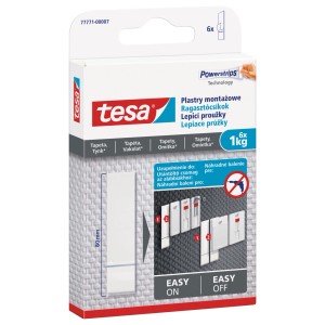 Tesa Powerstrips plastry montażowe, 6 sztuk, do tapet i tynku, do 1 kg.