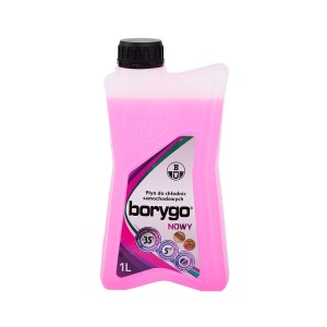 Płyn chłodniczy Borygo, różowy, butelka 1 litr. Ochrona przed zamarzaniem do -35°C.