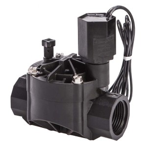 Czarny elektrozawór do podziemnych systemów nawadniania.