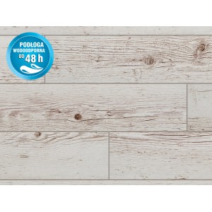 Jasne panele podłogowe t.b.t. o wyglądzie drewna, wodoodporne do 48 godzin.
