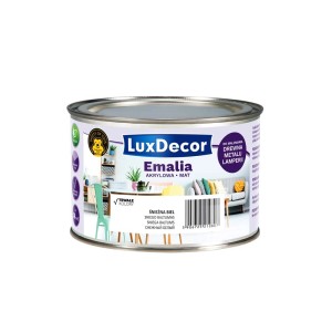 Puszka LuxDecor Emalia, akrylowa matowa, kolor śnieżnobiały. Do drewna, metalu i lamperii.