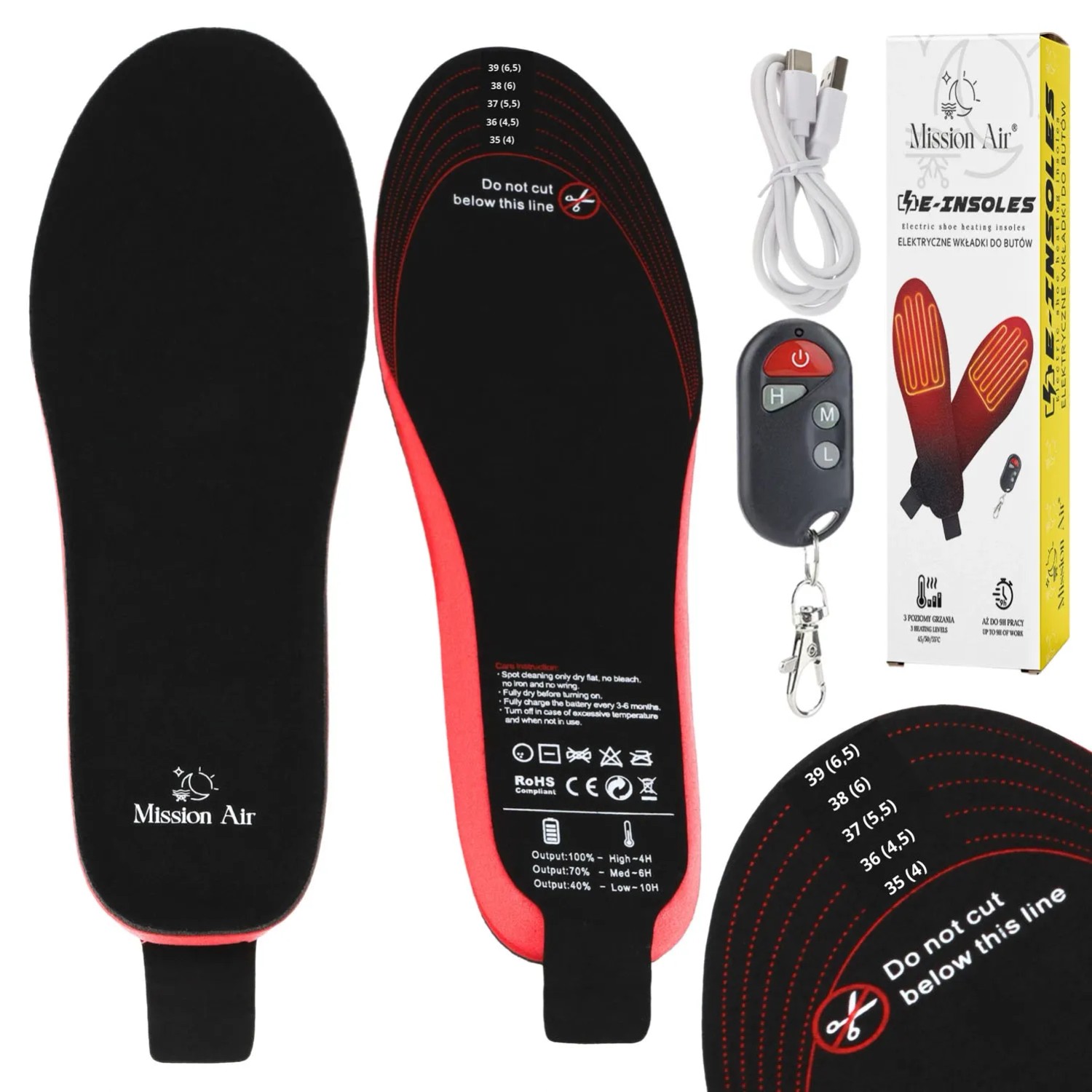 Mission Air Podgrzewane wkładki do butów E-INSOLES roz. 35-40