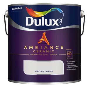 Puszka z farbą Dulux Ambiance Ceramic Neutral White do ścian i sufitów.