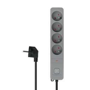 DPM Listwa ochronna z wyłącznikiem 4-gniazdowa 2P+Z szara 1,5 m
