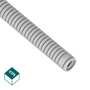 Szczegół szarej, elastycznej rury elektroinstalacyjnej (Peszle).