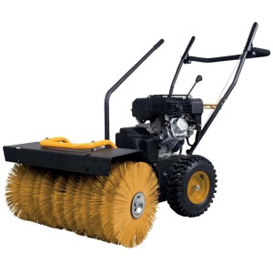 Zamiatarka t.b.t. z żółtymi szczotkami i czarną obudową.