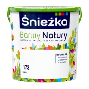 Wiadro białej farby do ścian "Barwy Natury" Śnieżka, 2,5l.