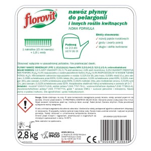 Płynny nawóz do pelargonii i innych roślin kwitnących. Wspomaga wzrost kwiatów i obfite kwitnienie.