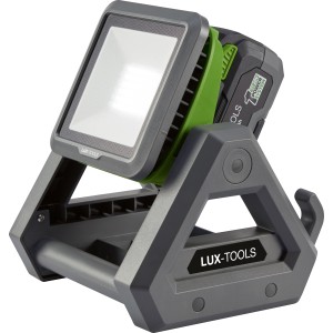 LUX Akumulatorowa lampa robocza 1PowerSystem A-AL-20 Solo, zasilana akumulatorowo, z uchwytem i regulowaną głowicą.