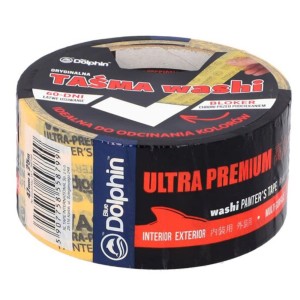 Rolka czarnej taśmy malarskiej Blue Dolphin Ultra Premium washi.
