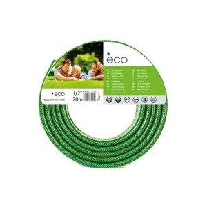 Zielony wąż ogrodowy, 1/2 cala, 20 m, zwinięty.