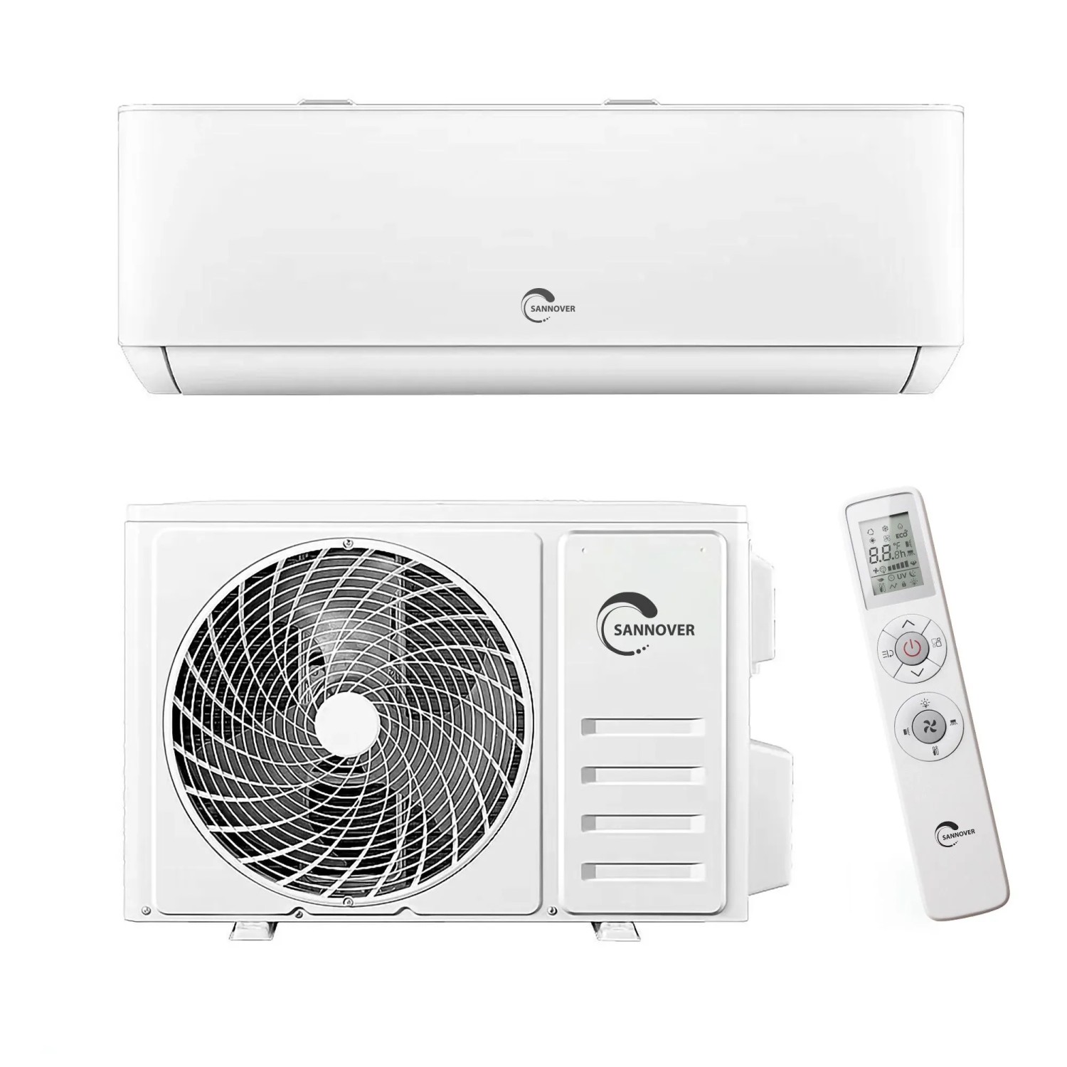 Sannover Klimatyzator Ścienny Split Klimatyzacja z Funkcją Grzania Chłodzenie Grzanie Osmozra 2,6 kW 9000 BTU