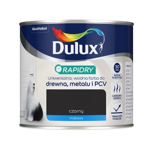 Dulux Rapidry Emalia, Czarny, matowa farba uniwersalna do drewna, metalu i PCV.