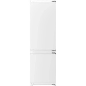 Białe drzwi do lodówki do zabudowy, widok szczegółowy mocowania.