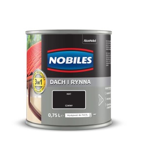 Puszka farby antykorozyjnej Nobiles do dachów i rynien, matowa czerń, 0,75L.