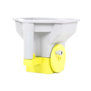 Siewnik t.b.t., jasnoszary/żółty, do siewu i nawożenia w ogrodzie.