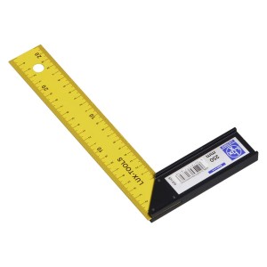 Kątownik stolarski LUX Classic, 250 mm, żółty, do trasowania i ustawiania kątów 90°.