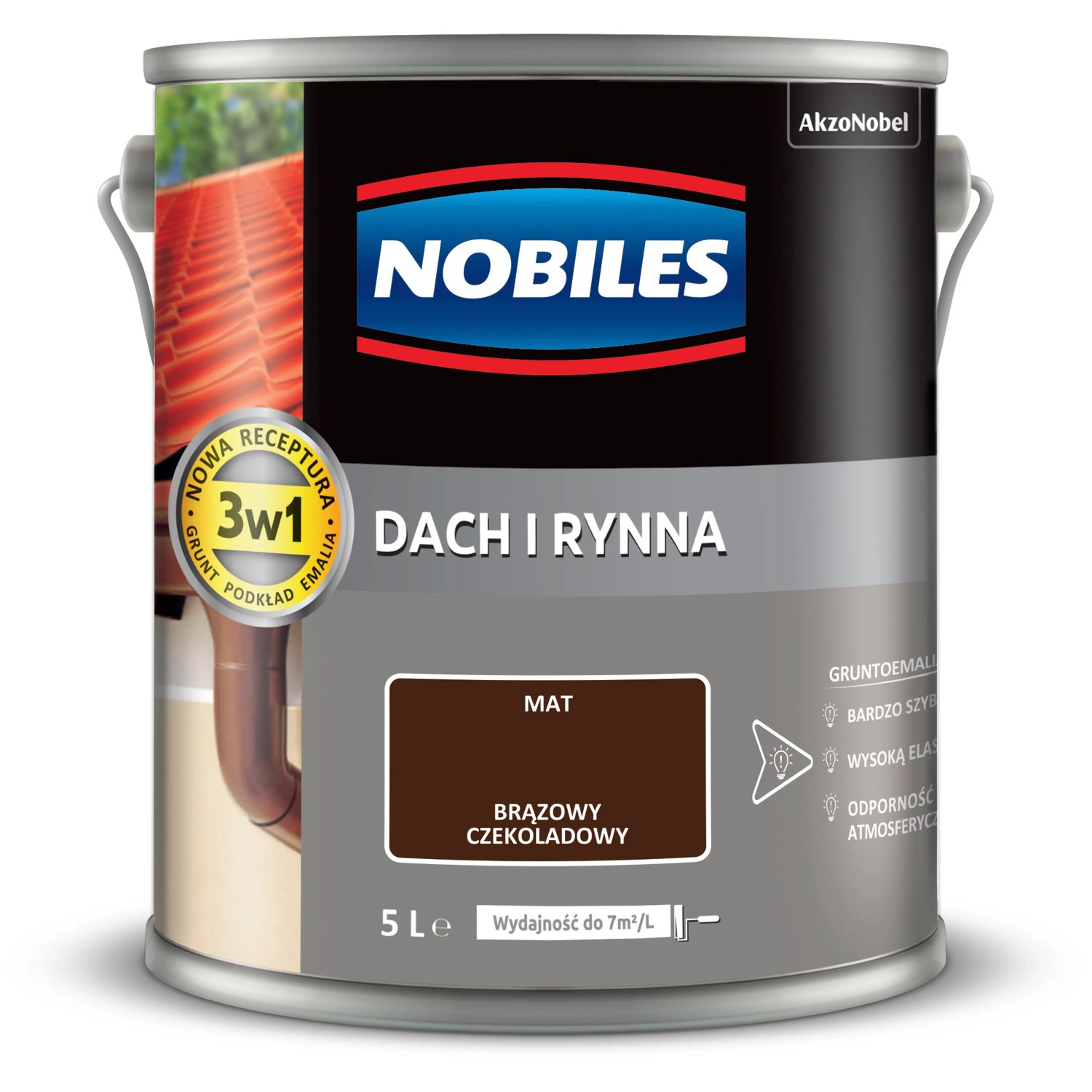 Nobiles Emalia Dach i Rynna brąz czekoladowy 5 l