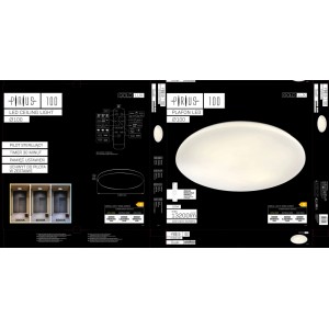 Opakowanie produktu: Okrągła lampa sufitowa LED Plafony z pilotem, model PIRUS 100.