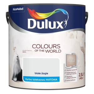 Wiadro z farbą Dulux „Białe żagle” (Białe żagle), matowa farba lateksowa do ścian.