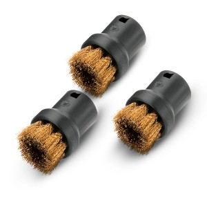 Zestaw okrągłych szczotek Kärcher, 3-częściowy, ze szczeciną mosiężną do czyszczenia parą.