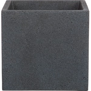 Scheurich C-Cube donica, 38 cm, Stony Black, kwadratowa doniczka do użytku zewnętrznego.