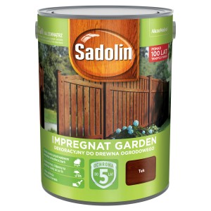 Puszka impregnatu do drewna Sadolin Garden, kolor Teak, do użytku zewnętrznego.