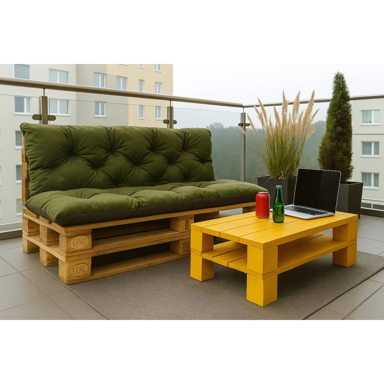 Setgarden Enkel Poduszka na palety 120x60 + 120x40 cm Zielona_6