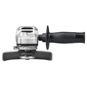 Szlifierka kątowa t.b.t., srebrna z czarnym uchwytem.