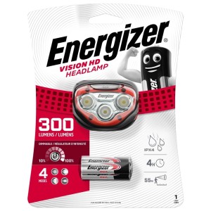 Energizer Vision HD Latarka czołowa z bateriami 3xAAA, 80 lumenów, zasięg 25m.