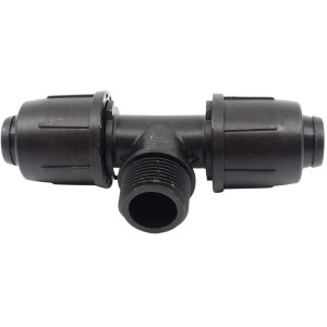 Czarny trójnik do podziemnych systemów nawadniania.