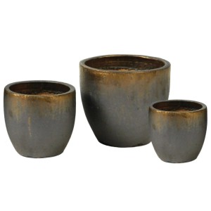 Doniczka Egg brązowa komplet 22/30/38 cm - 3 szt.