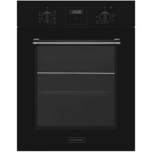 Czarny piekarnik do zabudowy t.b.t. z cyfrowym wyświetlaczem i pokrętłami.