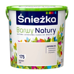 Farba do ścian Śnieżka Barwy Natury, odcień 175 Beżowy Len, wiadro 2,5L.