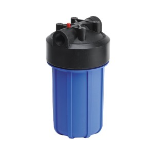 Niebieska obudowa filtra do systemu filtracji.