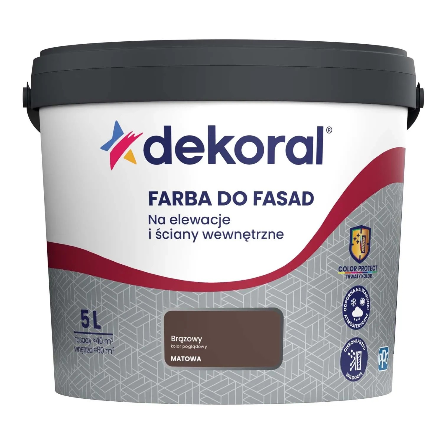 Farba elewacyjna Dekoral Polinit do fasad 5 l brązowa