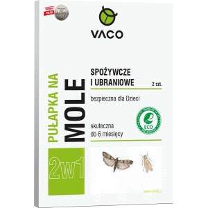 Vaco Pułapka na mole 2w1 na mole spożywcze i ubraniowe, 2 sztuki. Skuteczna ochrona.
