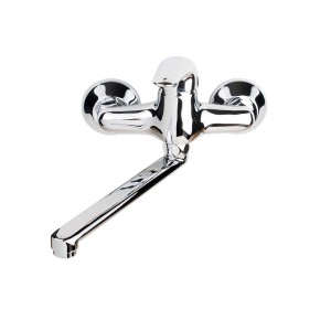 Chromowana bateria jednouchwytowa ścienna t.b.t.