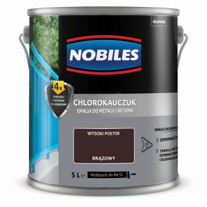 Brązowa farba antykorozyjna Nobiles Chlorokauczuk do metalu i betonu, 5L.