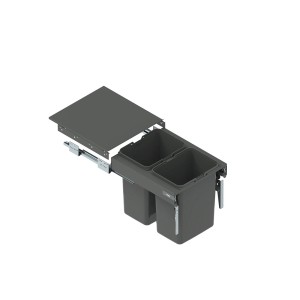 t.b.t. system segregacji odpadów do kuchni z dwoma szarymi pojemnikami i wysuwem.