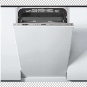 Biała zmywarka do zabudowy (t.b.t.) z otwartymi drzwiami.