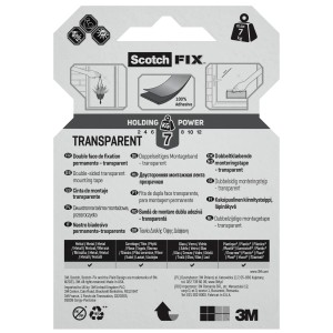 3M Scotch-Fix Dwustronna taśma montażowa przezroczysta, 19 mm x 1,5 m - 1 rolka