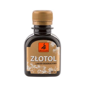 Butelka Złotol Emalie kolorowe, złoty lakier do celów dekoracyjnych.