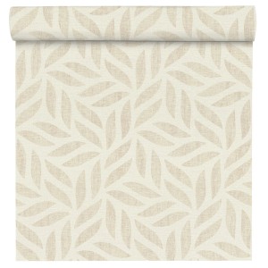 Rolka tapety z motywem liści w kolorze beżowym i kremowym do dekoracji ścian.